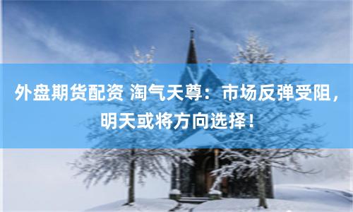 外盘期货配资 淘气天尊：市场反弹受阻，明天或将方向选择！